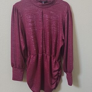 ** Lane Bryant Red  Collar long sleeve Blouse size 14/16"